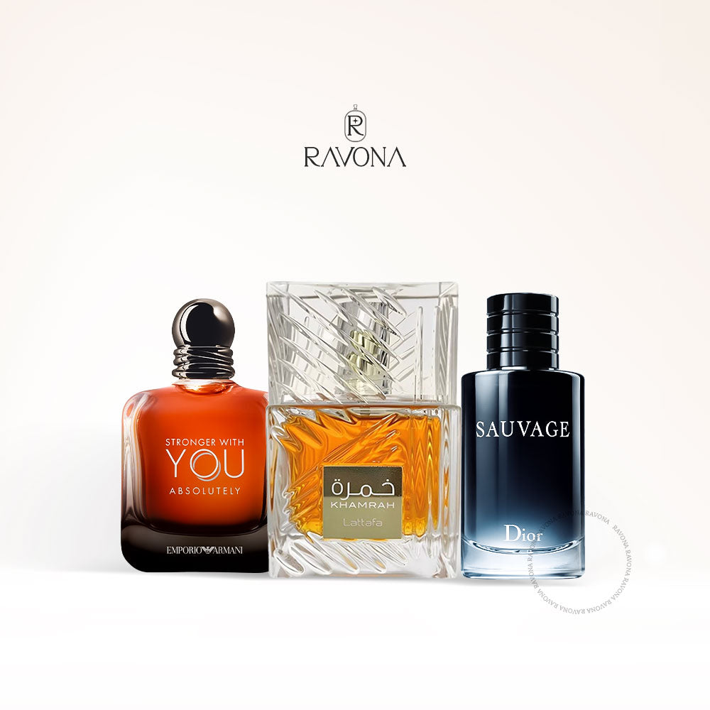 Stronger With You Absolutely BY Giorgio Armani For Men & Khamrah By Lattafa Unisex & Sauvage BY Dior For Men EDP